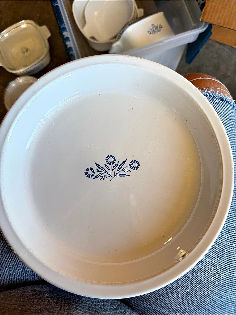 CorningWare Blue Cornflower 9-Inch Pie Plate White & Blue